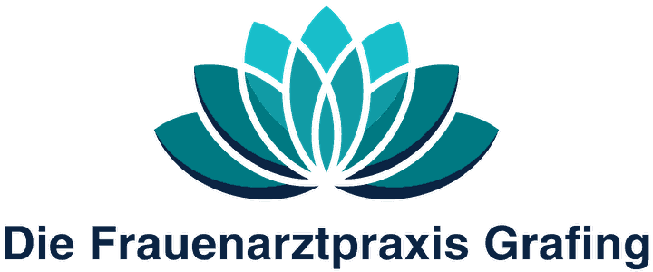 Logo der Frauenarztpraxis Grafing, Lotus-Signet mit Wortmarke